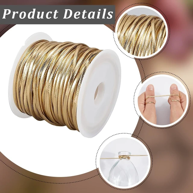 Alt view image 5 of 7 - 10.94 Yard Flat Metallic PU Leather String Cord 2MM Fold Over Gold Leather Thin Strap Double Sided Cording Lace Rope Braiding Strip Thread for Jewelry Making Crafts Bracelet Necklace