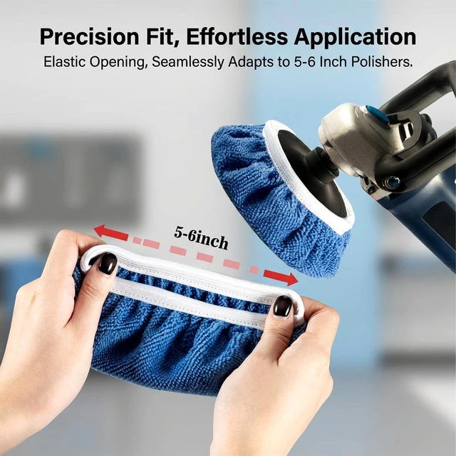 Alt view image 2 of 7 - Car Buffing Pads Bonnets, 5-6 inch Polishing Bonnets for Car Buffer | Microfiber, Lambswool & Non-Woven Cover for Waxing, Polishing, Cleaning; Fits Most 5-6 Inch Buffers