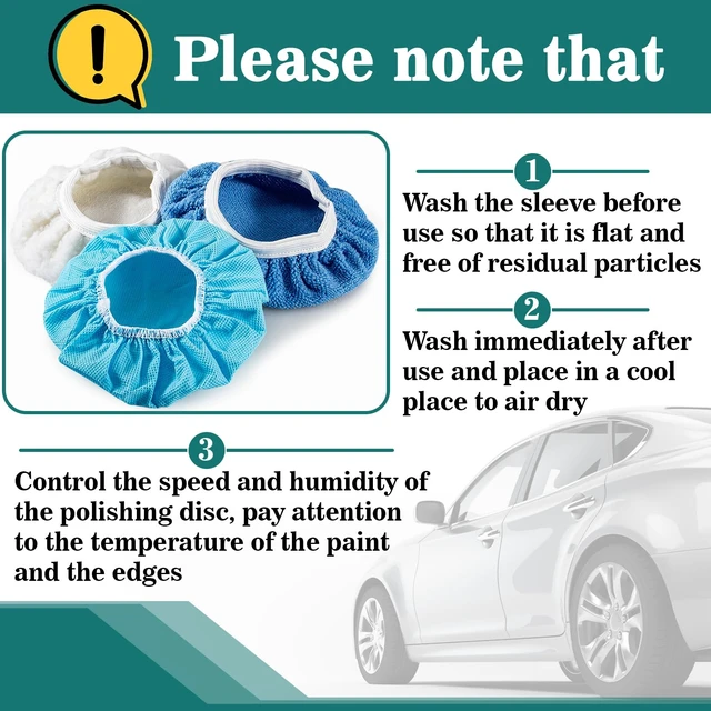 Alt view image 7 of 7 - Car Buffing Pads Bonnets, 5-6 inch Polishing Bonnets for Car Buffer | Microfiber, Lambswool & Non-Woven Cover for Waxing, Polishing, Cleaning; Fits Most 5-6 Inch Buffers