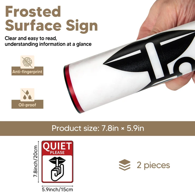 Alt view image 2 of 6 - 2 PCS Quiet Please Sign Sticker - Self Adhesive Peel and Stick Decal Please Keep Quiet Label for Offices Businesses Home Keep Noise to a Minimum Sign