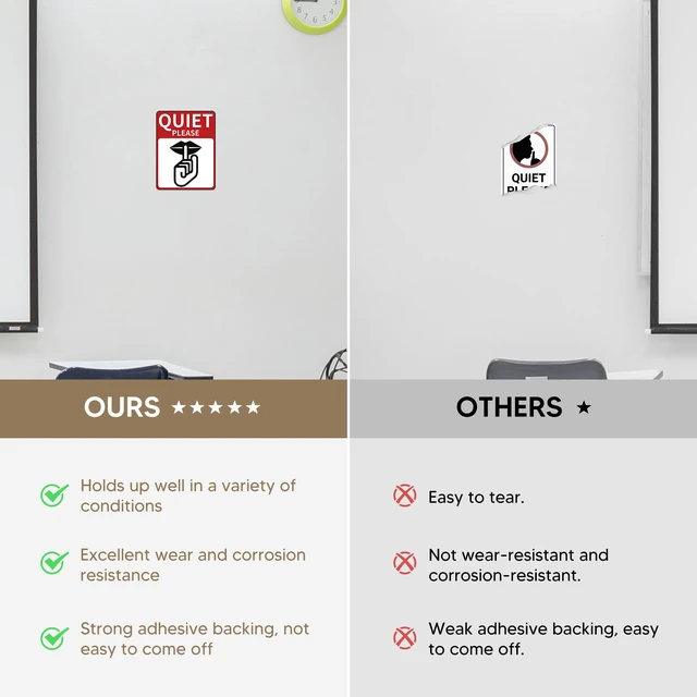 Alt view image 3 of 6 - 2 PCS Quiet Please Sign Sticker - Self Adhesive Peel and Stick Decal Please Keep Quiet Label for Offices Businesses Home Keep Noise to a Minimum Sign