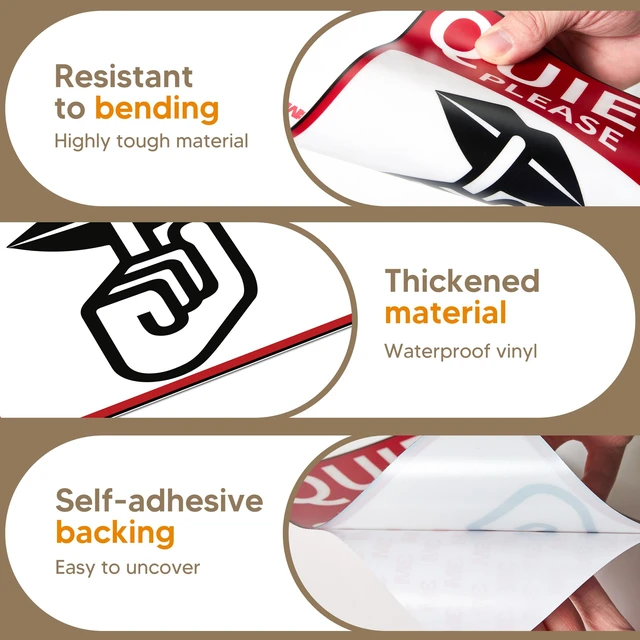 Alt view image 5 of 6 - 2 PCS Quiet Please Sign Sticker - Self Adhesive Peel and Stick Decal Please Keep Quiet Label for Offices Businesses Home Keep Noise to a Minimum Sign