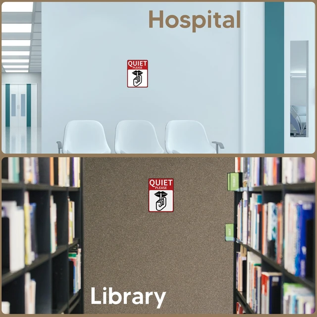 Alt view image 6 of 6 - 2 PCS Quiet Please Sign Sticker - Self Adhesive Peel and Stick Decal Please Keep Quiet Label for Offices Businesses Home Keep Noise to a Minimum Sign