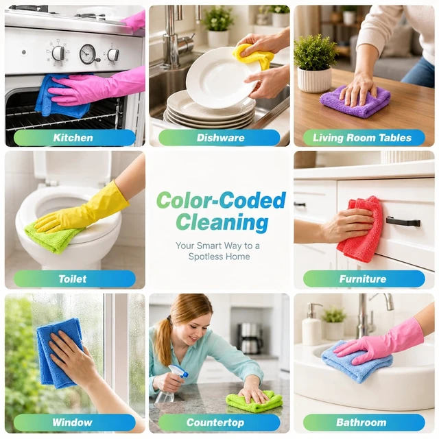 Alt view image 4 of 5 - Microfiber Cleaning Cloth, 24 Pack Cleaning Rags for House 12"X11" | High Absorbent, Lint Free Microfiber Towels for Cars Kitchen House & Window, Reusable Cleaning Towel, Multicolor