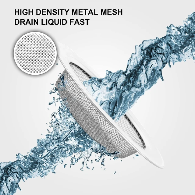 Alt view image 3 of 7 - 2PCS Kitchen Sink Strainer-Stainless Steel Mesh Drain Strainer,Large Wide Rim 4.5" Diameter