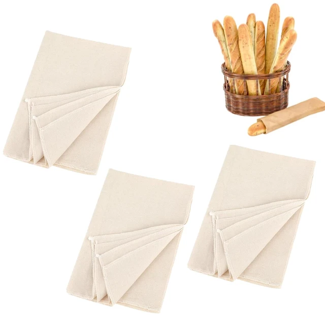Main image of 3Pcs Linen Cloth for Bread Baking 14x18 Inches Tea Towels for Baking Sourdough Bread Proofing Towel Pastry Cloth for Dough, Baguettes, Loaves, Pastry, Homemade Bread