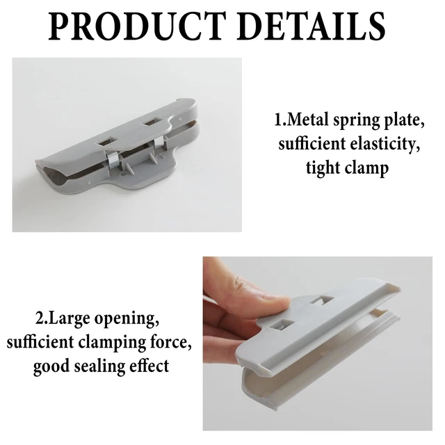 Alt view image 3 of 7 - Chip Clips Bag Clips for Food,6 Pcs Grey Wide Bag Clip for Food Storage
