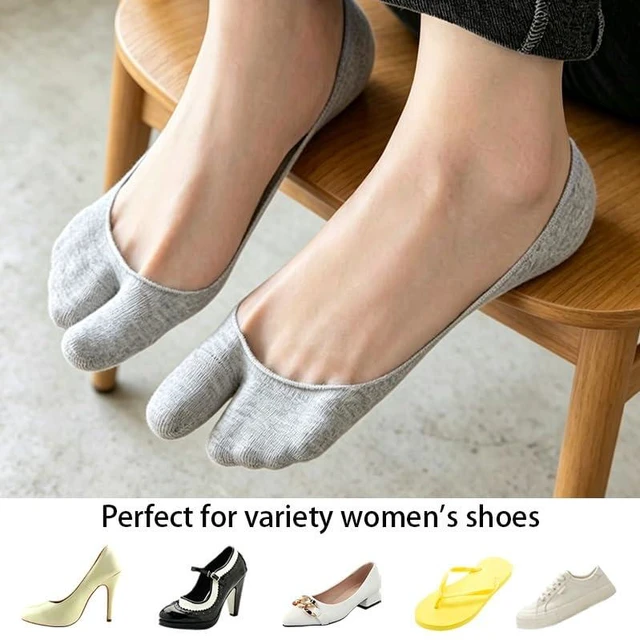 Alt view image 5 of 5 - 4 Pairs Flip Flop Socks, 4 Colors Cotton Tabi Socks, Low Cut Split Toe Socks No Show, Non Slip Japanese Toe Separated Sock for Flip Flop Geta Sneaker Loafer Boat Shoes Flats Unisex