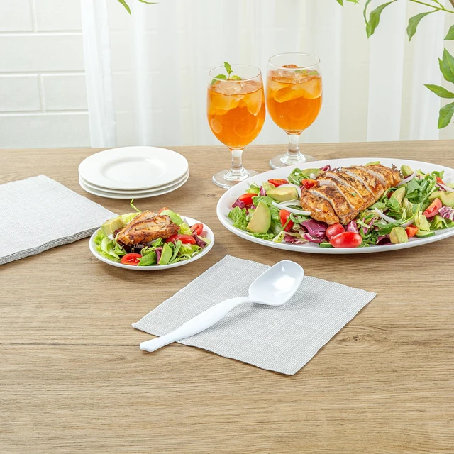 Alt view image 3 of 7 - White Plastic Serving Spoon, 8.5 In, 10 Pack