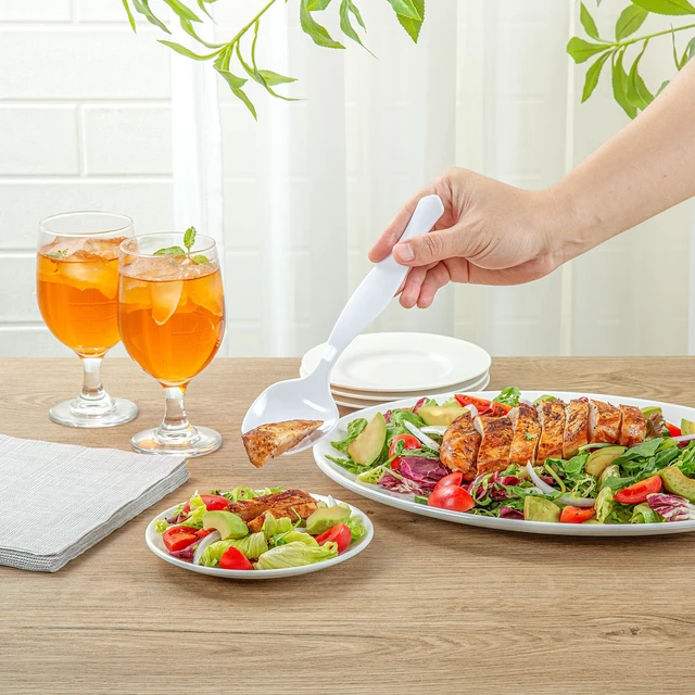 Alt view image 5 of 7 - White Plastic Serving Spoon, 8.5 In, 10 Pack