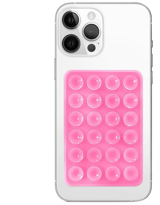 Main image of Anteel Silicone Suction Phone Case Mount, Non Slip Sticky Phone Grip for Cellphone, Silicon Adhesive Suction Cup Phone Mount, Strong Grip Holder for Selfies and Videos (Pink)