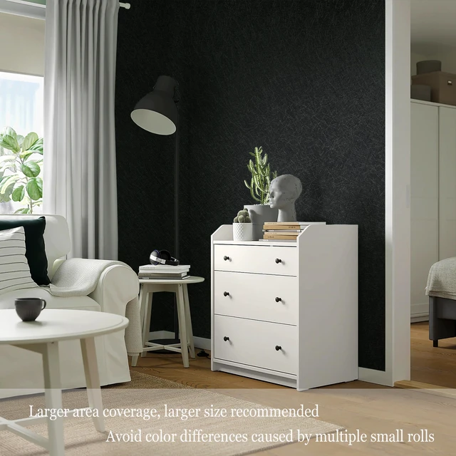 Alt view image 3 of 7 - Contact Paper Black Silk Wallpaper Textured Peel and Stick Wallpaper Removable Wall Paper Embossed Self Adhesive for Walls Vinyl Rolls 17.3 inch X 78.7 inch