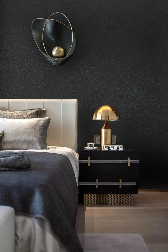 Alt view image 4 of 7 - Contact Paper Black Silk Wallpaper Textured Peel and Stick Wallpaper Removable Wall Paper Embossed Self Adhesive for Walls Vinyl Rolls 17.3 inch X 78.7 inch