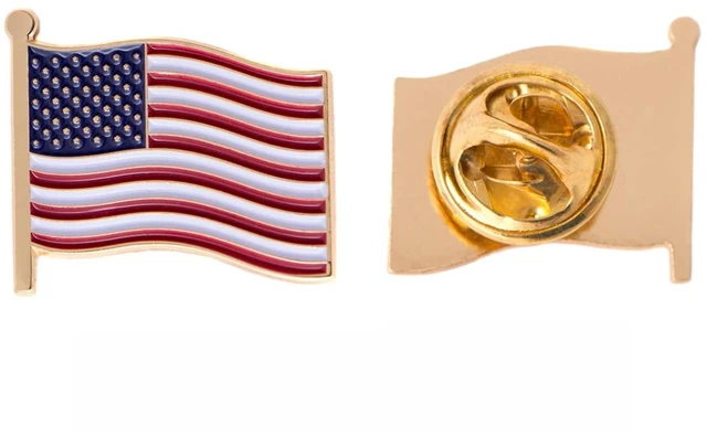 Main image of United States of America Metal Lapel Pin (Waving Flag Gold) | Officially Licensed USA Merchandise Lapel Pin Enamel Formal Wear Bag & Hat Jewelry Tie Tack Brooch Pin