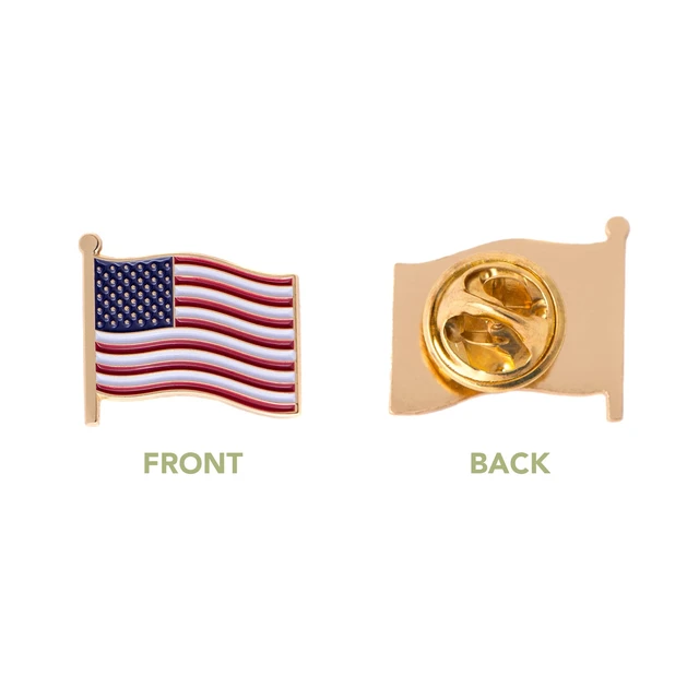 Alt view image 2 of 7 - United States of America Metal Lapel Pin (Waving Flag Gold) | Officially Licensed USA Merchandise Lapel Pin Enamel Formal Wear Bag & Hat Jewelry Tie Tack Brooch Pin
