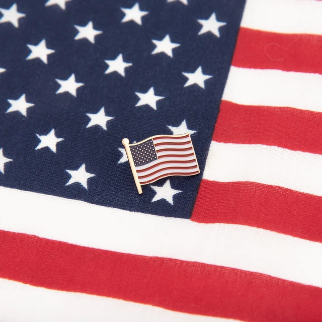 Alt view image 6 of 7 - United States of America Metal Lapel Pin (Waving Flag Gold) | Officially Licensed USA Merchandise Lapel Pin Enamel Formal Wear Bag & Hat Jewelry Tie Tack Brooch Pin