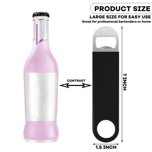 Alt view image 2 of 7 - Bottle Opener, 3 Pack Speed Openers, Stainless Steel Flat, Matte Finish, Easy Grip, for Kitchen, Bar or Restaurant, Black