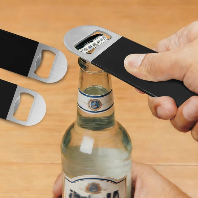 Alt view image 4 of 7 - Bottle Opener, 3 Pack Speed Openers, Stainless Steel Flat, Matte Finish, Easy Grip, for Kitchen, Bar or Restaurant, Black