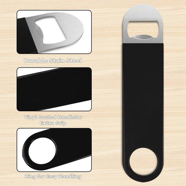 Alt view image 3 of 7 - Bottle Opener, 3 Pack Speed Openers, Stainless Steel Flat, Matte Finish, Easy Grip, for Kitchen, Bar or Restaurant, Black