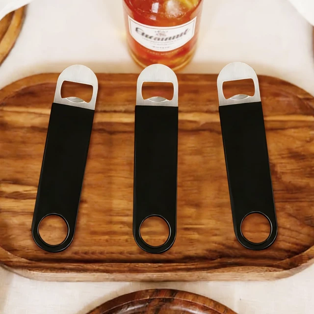 Alt view image 6 of 7 - Bottle Opener, 3 Pack Speed Openers, Stainless Steel Flat, Matte Finish, Easy Grip, for Kitchen, Bar or Restaurant, Black