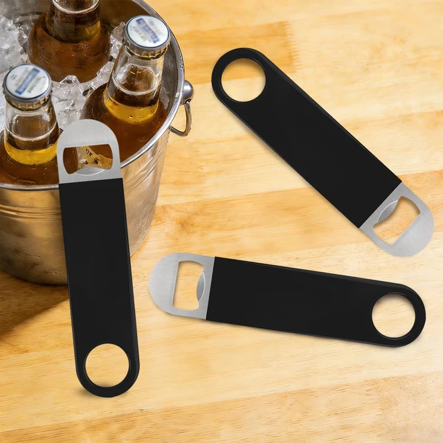 Alt view image 7 of 7 - Bottle Opener, 3 Pack Speed Openers, Stainless Steel Flat, Matte Finish, Easy Grip, for Kitchen, Bar or Restaurant, Black