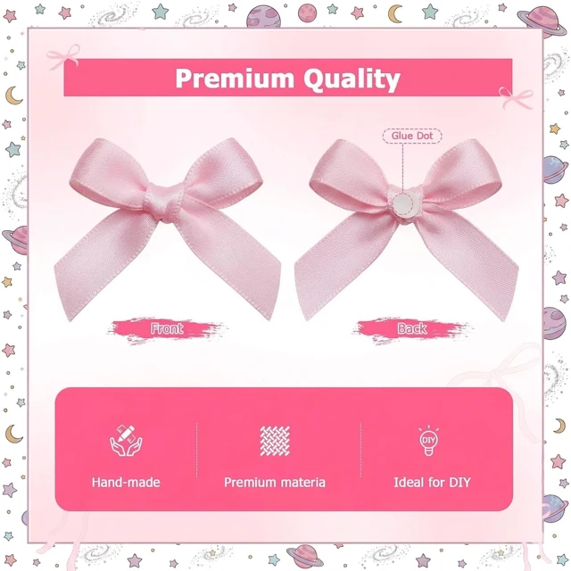 Alt view image 3 of 7 - 100PCS Mini Mixed Color Bows Decoration with Glue Dots, Tiny Satin Ribbon Ornaments for DIY, Crafts, Favors, for Wedding, Birthday, Bachelorette Party, Bridal Shower, Engagement, Baby Shower