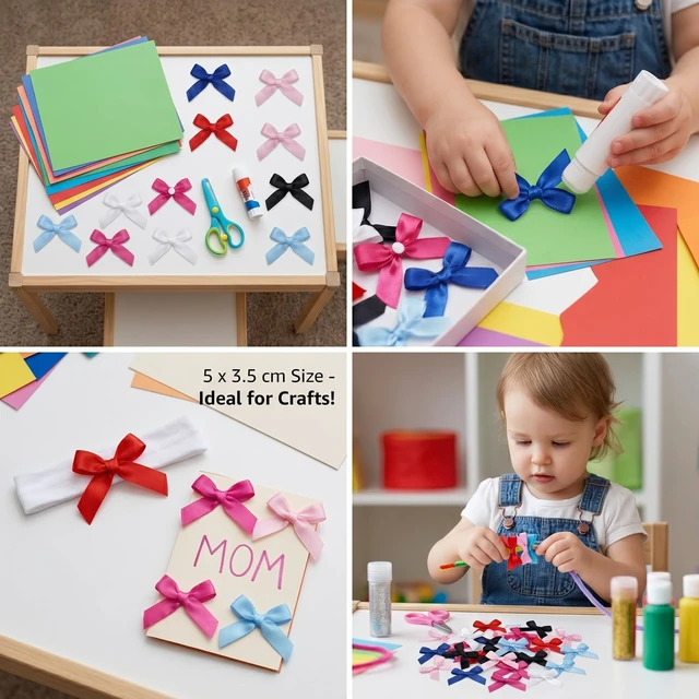 Alt view image 7 of 7 - 100PCS Mini Mixed Color Bows Decoration with Glue Dots, Tiny Satin Ribbon Ornaments for DIY, Crafts, Favors, for Wedding, Birthday, Bachelorette Party, Bridal Shower, Engagement, Baby Shower