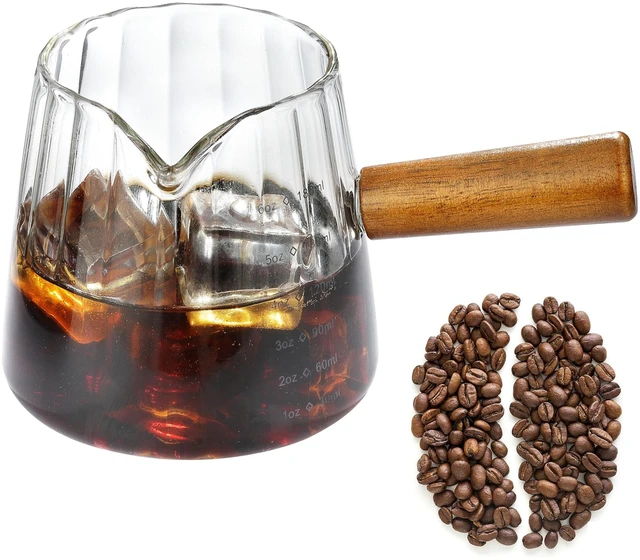 Main image of 6OZ Espresso Cups, Glass Espresso Shot Measuring Cup with V-Shaped Mouth, Markings in both oz& ml