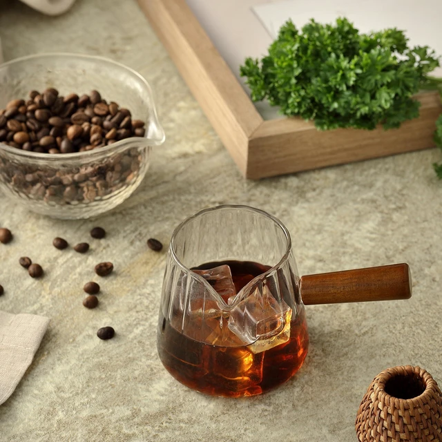 Alt view image 5 of 7 - 6OZ Espresso Cups, Glass Espresso Shot Measuring Cup with V-Shaped Mouth, Markings in both oz& ml