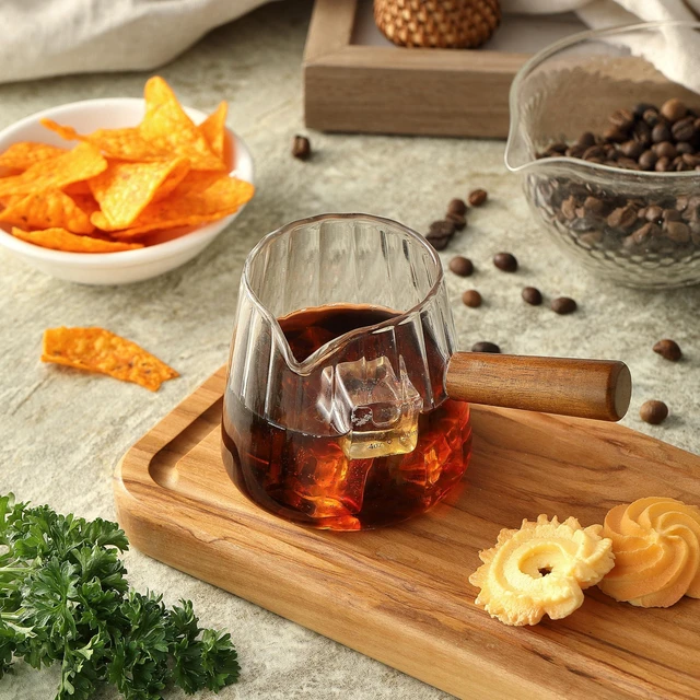 Alt view image 7 of 7 - 6OZ Espresso Cups, Glass Espresso Shot Measuring Cup with V-Shaped Mouth, Markings in both oz& ml