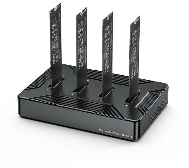 Alt view image 6 of 10 - MiliPow 4-Bay M.2 NVME SATA SSD Enclosure Tool-Free, USB 3.2 Gen 2 10Gbps External Hard Drive Docking Station for M.2 NVMe PCIe (M Key, B+M Key) and SATA NGFF (B+M Key), Up to 32TB