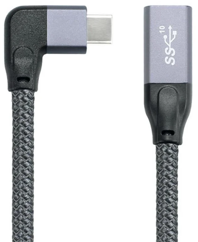Alt view image 4 of 6 - Female Extension Data Cable with Sleeve for Laptop to Right Angled USB-C USB 3.1 Type C Male