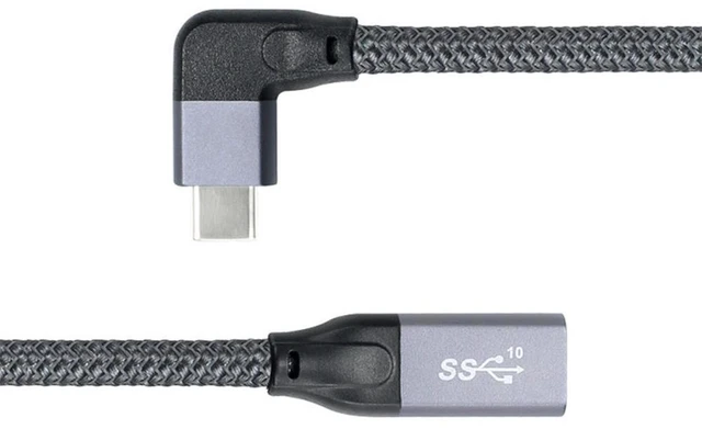Alt view image 5 of 6 - Female Extension Data Cable with Sleeve for Laptop to Right Angled USB-C USB 3.1 Type C Male