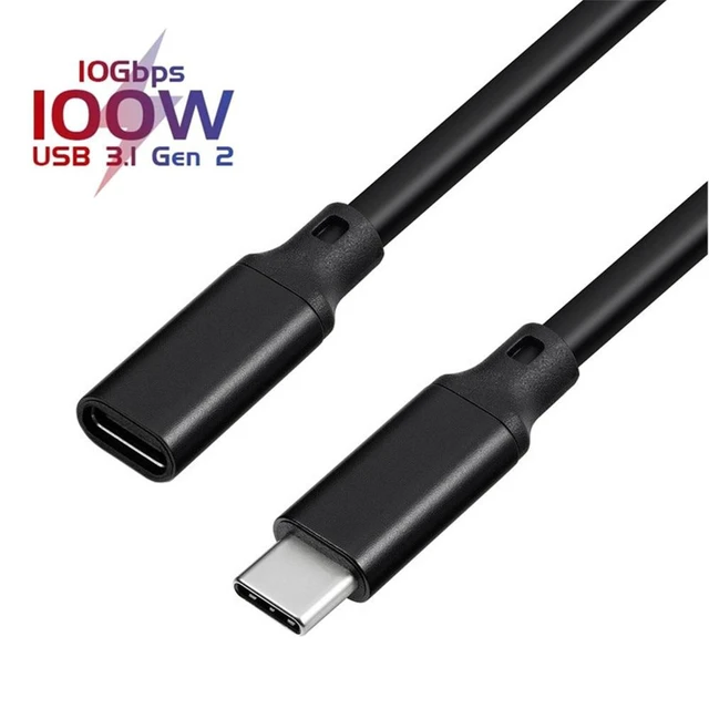 Alt view image 6 of 8 - 10Gbps Gen2 Type-C USB 3.1 Male to USB-C Female Extension Data 100W Charging Cable Extender Cord Reversible Design 1m 2m 3m Grey(0.5m)