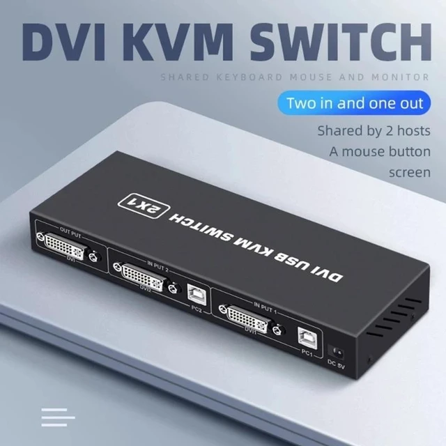 Alt view image 8 of 12 - 2 Ports DVI KVM Switch USB DVI KVM Switch Box for Sharing Keyboard Mouse Printer Plug Paly Video Display USB Swltch Splitter