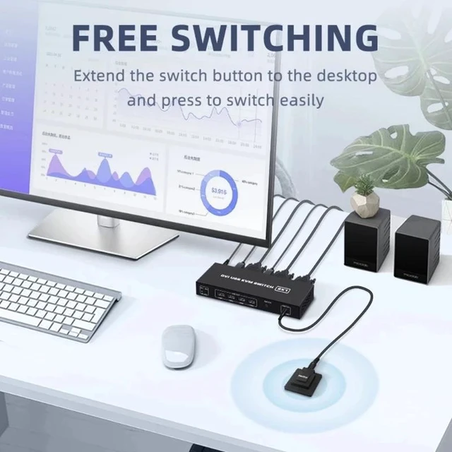 Alt view image 9 of 12 - 2 Ports DVI KVM Switch USB DVI KVM Switch Box for Sharing Keyboard Mouse Printer Plug Paly Video Display USB Swltch Splitter
