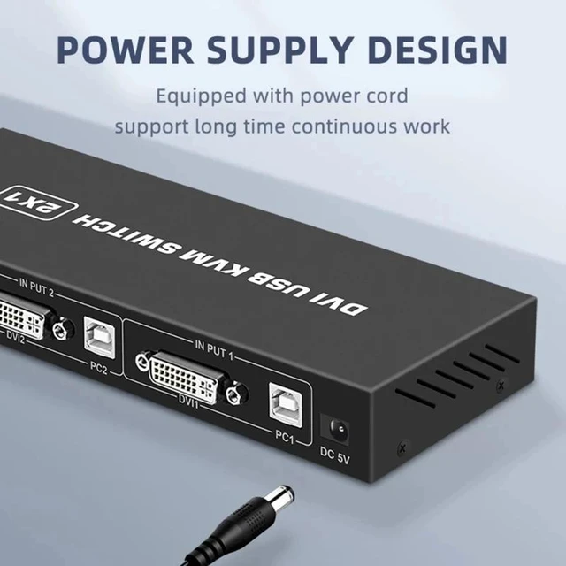 Alt view image 10 of 12 - 2 Ports DVI KVM Switch USB DVI KVM Switch Box for Sharing Keyboard Mouse Printer Plug Paly Video Display USB Swltch Splitter