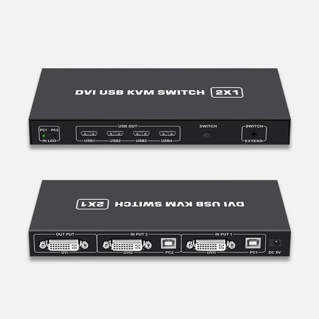 Alt view image 11 of 12 - 2 Ports DVI KVM Switch USB DVI KVM Switch Box for Sharing Keyboard Mouse Printer Plug Paly Video Display USB Swltch Splitter