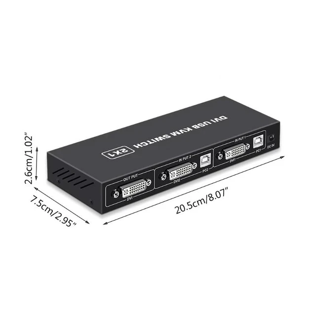 Alt view image 12 of 12 - 2 Ports DVI KVM Switch USB DVI KVM Switch Box for Sharing Keyboard Mouse Printer Plug Paly Video Display USB Swltch Splitter