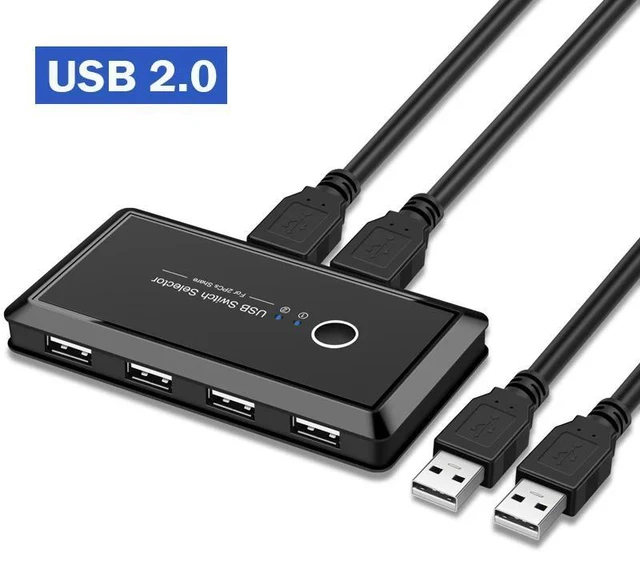 Alt view image 7 of 12 - USB 3.0 KVM Switch 2x4 USB 2.0 Switcher Selector 2 PC Sharing 4 USB Devices KVM Switch Hub Adapter for Keyboard Mouse Printer(USB2.0)