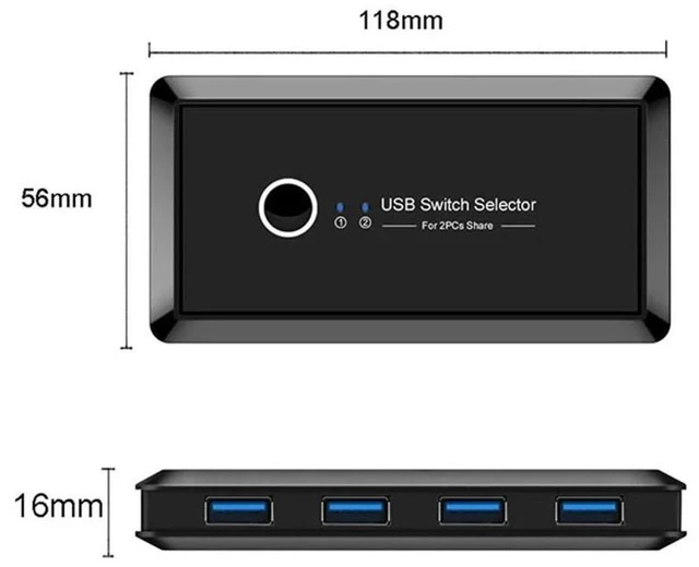 Alt view image 12 of 12 - USB 3.0 KVM Switch 2x4 USB 2.0 Switcher Selector 2 PC Sharing 4 USB Devices KVM Switch Hub Adapter for Keyboard Mouse Printer(USB3.0)