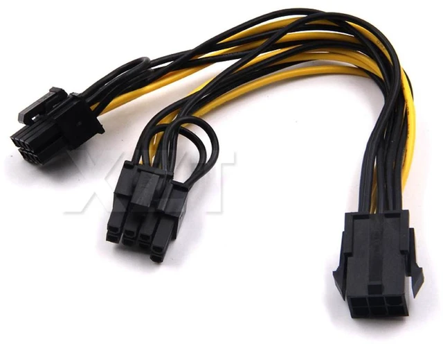 Alt view image 6 of 6 - 10pcs/lot 6 pin PCI Express to 2 x PCIe 8 (6+2) pin Motherboard Graphics Video Card PCI-e VGA Splitter Hub Power Cable