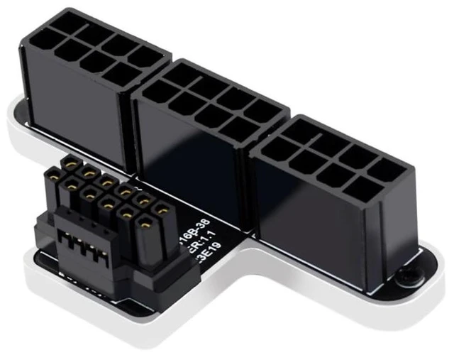Alt view image 2 of 2 - ATX3.0 12VHPWR 12+4P 600W 180 Degree Power Adapter Connector Converter for Desktops 3x8P to 40 Series Graphics Card(PH316 38B)