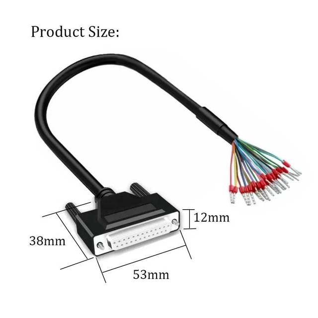 Alt view image 7 of 10 - Willwewon 10FT 26AWG DB25 Serial Extension Cable, DB25 Female to Bare Wire, D-sub 25 Pin Connector Gold-Plated Double Shielding