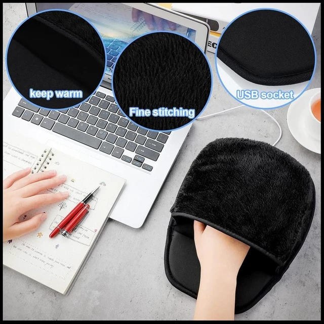 Alt view image 8 of 12 - Heated Mouse Pad USB Heating Mouse Mats Winter Hand Warm Mousepad for Computer Laptop Mice Pads Accessories 2Pcs Black