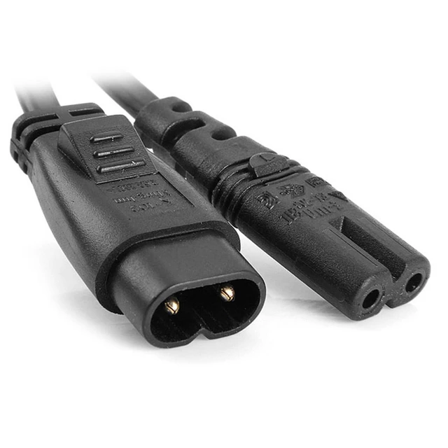 Alt view image 4 of 6 - IEC 60320 C8 Plug to C7 Receptacle Male to Female Extension Power Supply Main Adapter Cable 30cm