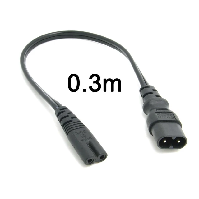 Alt view image 5 of 6 - IEC 60320 C8 Plug to C7 Receptacle Male to Female Extension Power Supply Main Adapter Cable 30cm