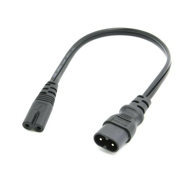 Alt view image 6 of 6 - IEC 60320 C8 Plug to C7 Receptacle Male to Female Extension Power Supply Main Adapter Cable 30cm