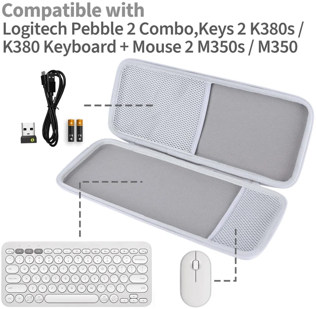 Alt view image 8 of 10 - Peyyargo Hard Storage Case Compatible with Logitech Pebble 2 Combo K380s/K380 Keyboard + M350/M350s Mouse (White)