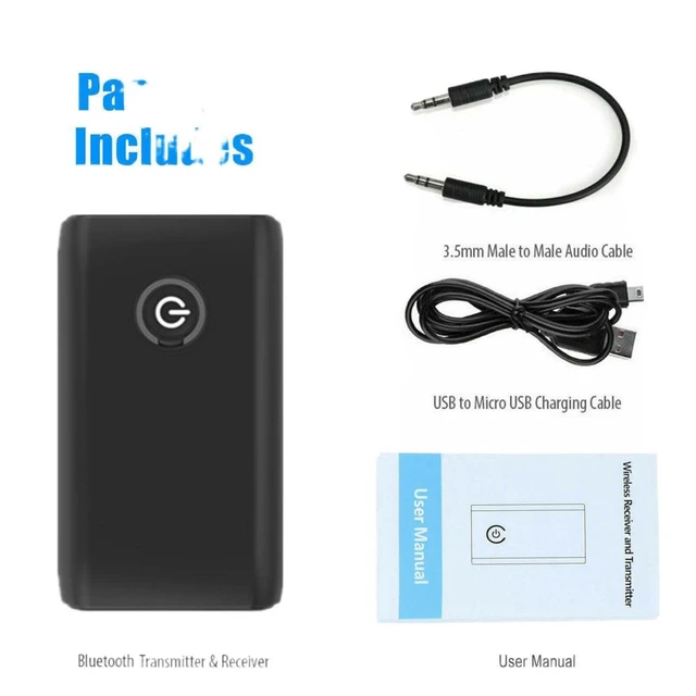 Alt view image 6 of 6 - 2 In 1 Wireless Bluetooth 5.0 Transmitter Receiver Chargable for TV PC Car Speaker 3.5mm AUX Hifi Music Audio Adapter
